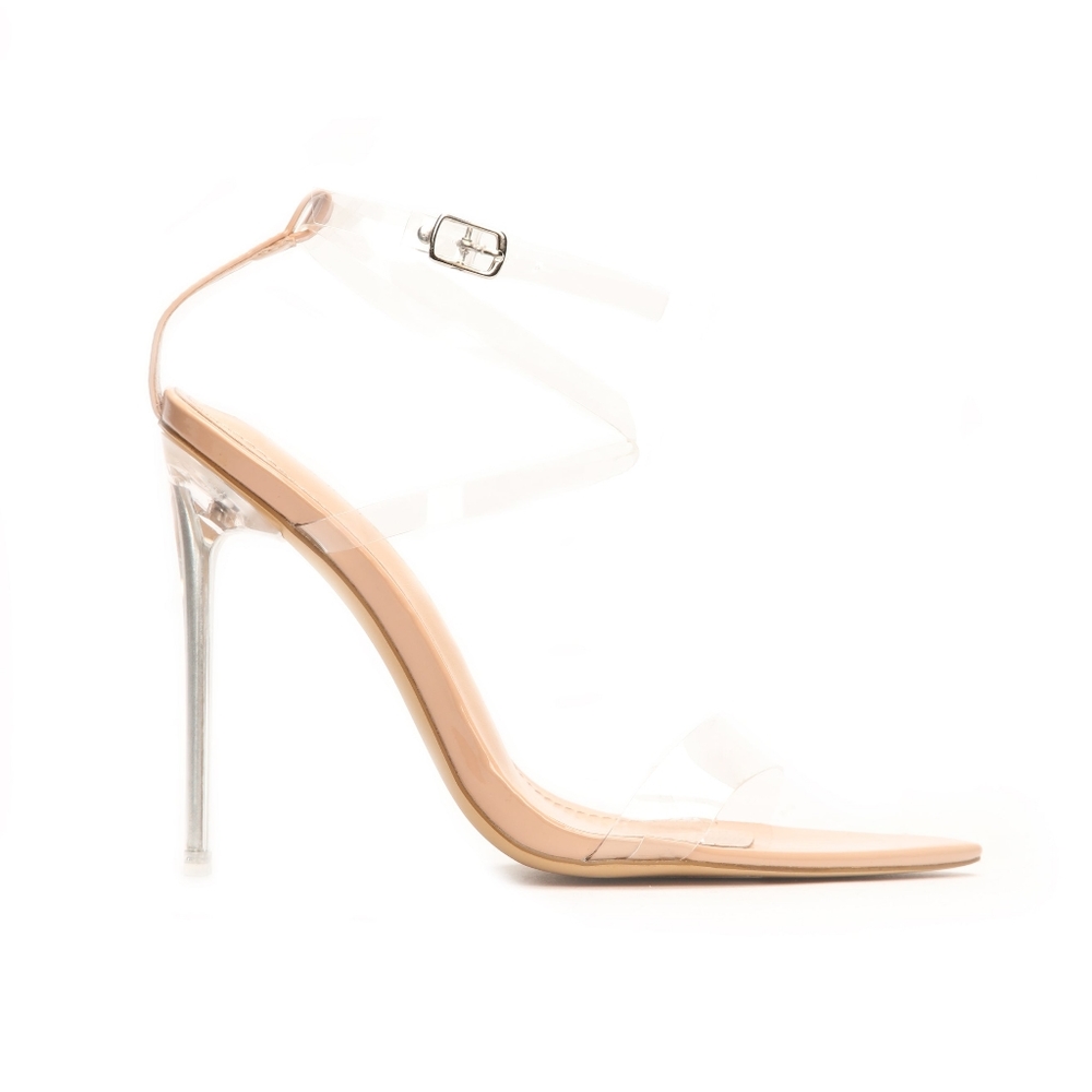 Coming Through Heeled Sandals Fashion Nova Clear Nude High Heels Size 8